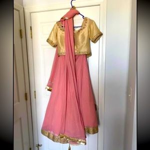 Pink and gold Indian Evening Dress women